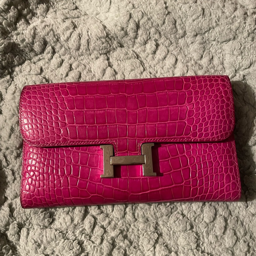 Hermes pink alligator constance wallet